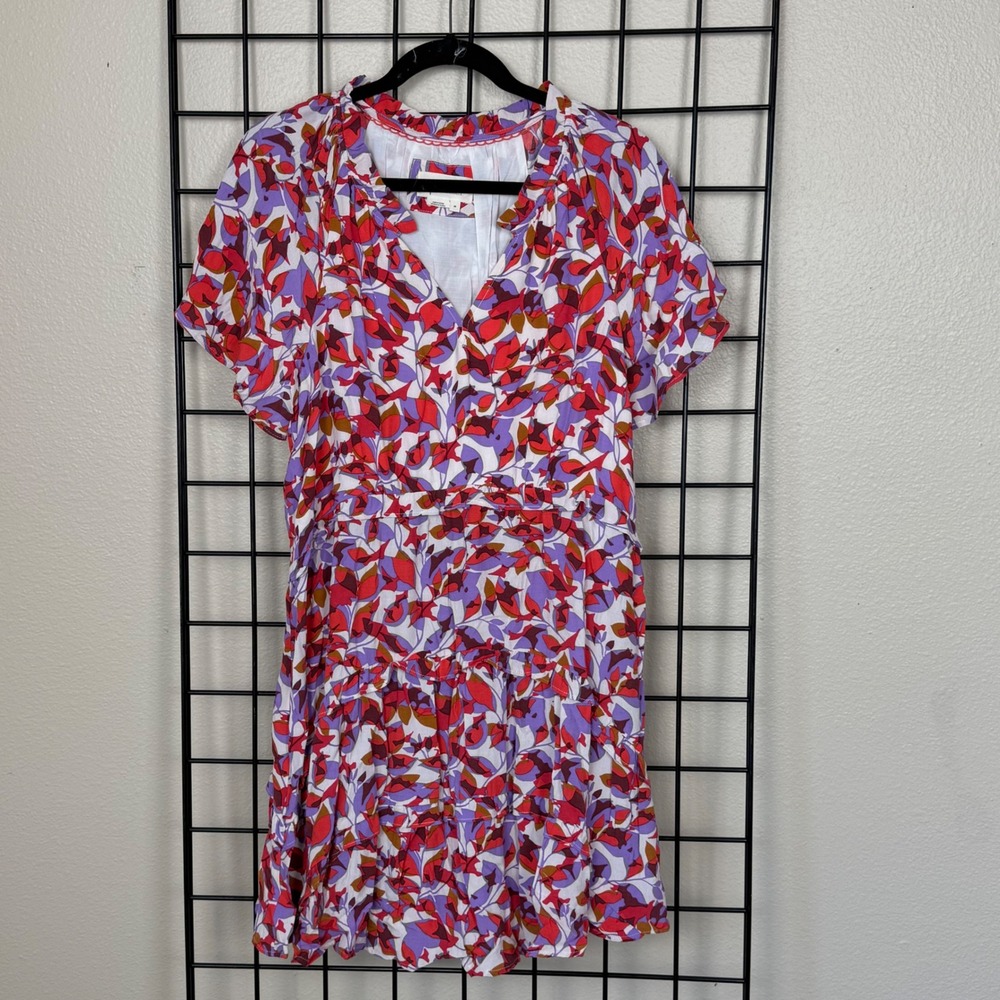 Anthropologie Robin Tiered Mini Dress Womens Medium Multicolor Abstract Floral